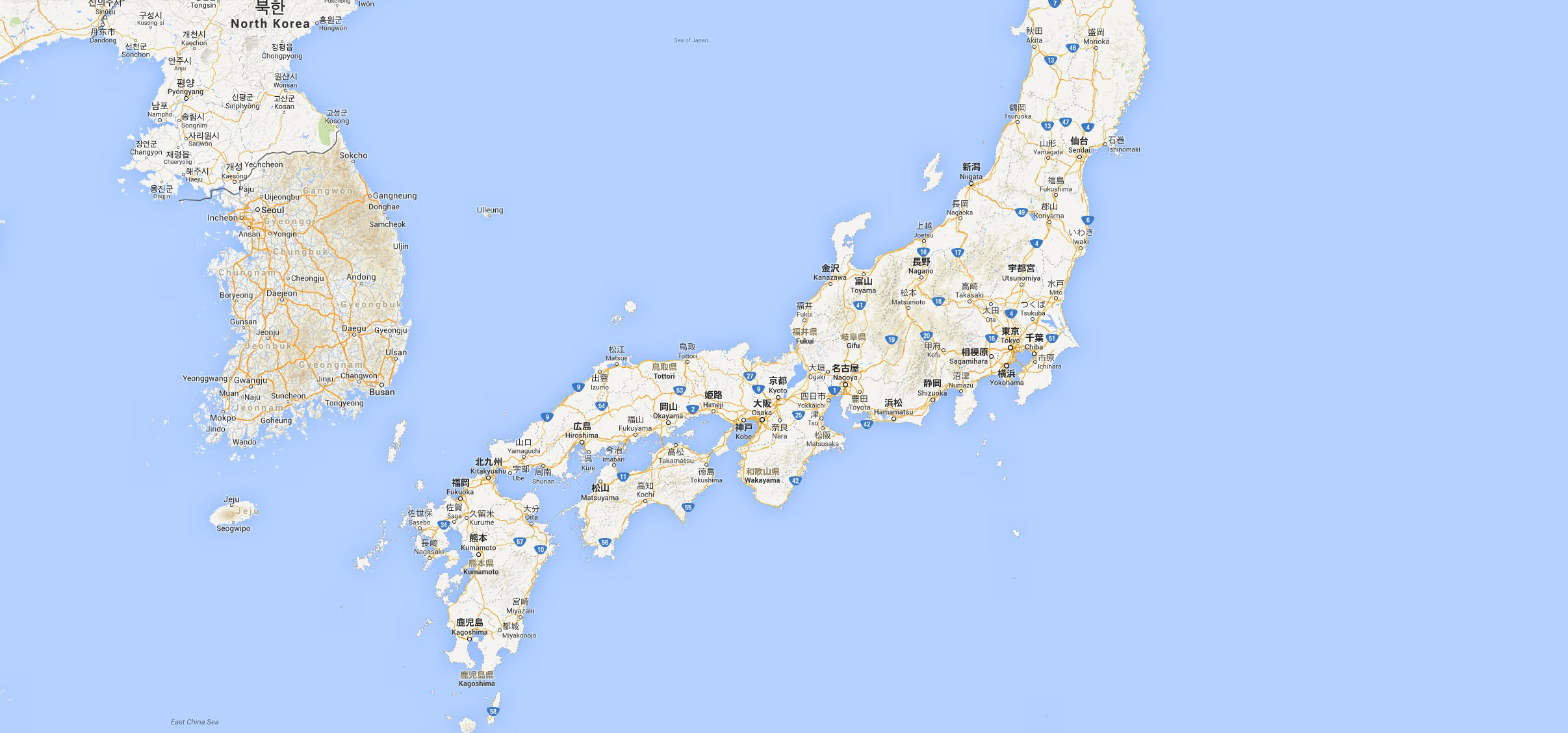 Japon les grandes villes de la carte - Japon carte avec les grandes villes  (Asie de l'est - Asie)