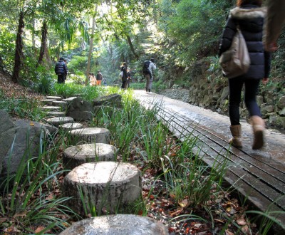 Vallée Todoroki (Tokyo), sentier pédestre au bord de l'eau