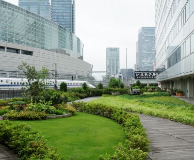 Kotsu Kaikan Coline (Tokyo), Vue sur la terrasse arborée