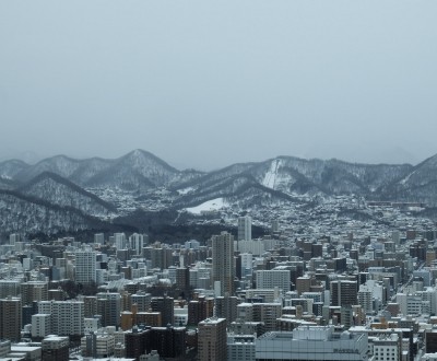 Sapporo, vue sur la ville en hiver depuis l'observatoire JR Tower T38