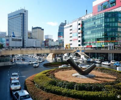 Sendai, vue sur la ville à la sortie de la gare JR