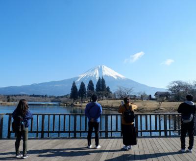 Lac Tanuki (Fujinomiya), vue sur le Mont Fuji en hiver