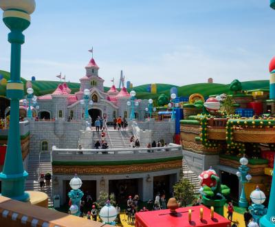Super Nintendo World (USJ, Osaka), vue sur le Royaume Champignon et le château de la princesse Peach