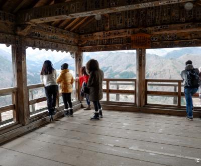 Yamadera, terrasse d'observation du pavillon Godaido