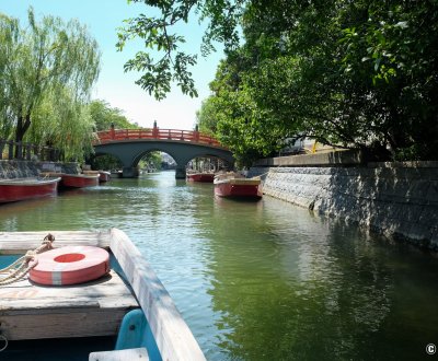 Yanagawa (Fukuoka), croisière Kawakudari sur les canaux en été