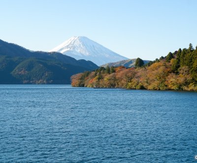 Hakone (Kanagawa), vue sur le Mont Fuji depuis le lac Ashi