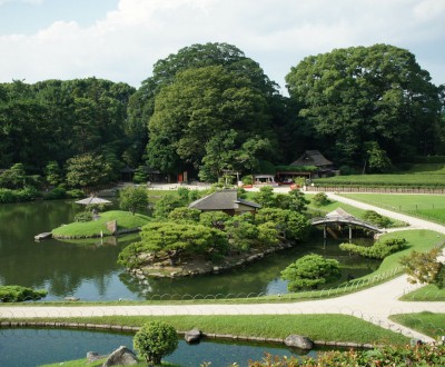 Koraku-en (Okayama), vue sur le jardin japonais et le plan d'eau principal