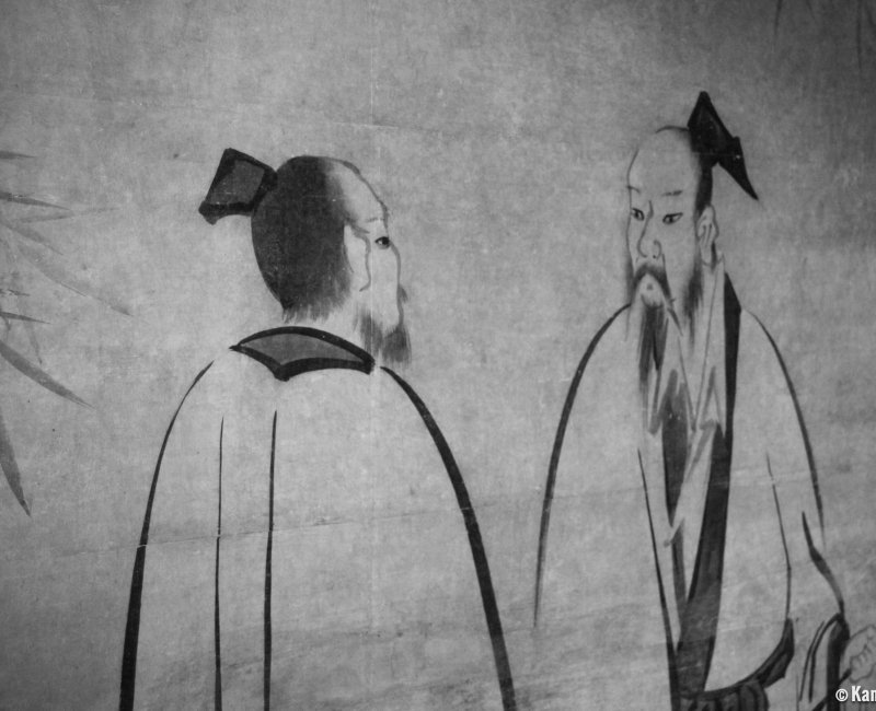 Kennin-ji (Kyoto), peinture à l'encre de Chine sur porte fusama Kennin-ji (Kyoto), peinture à l'encre de Chine sur porte fusama