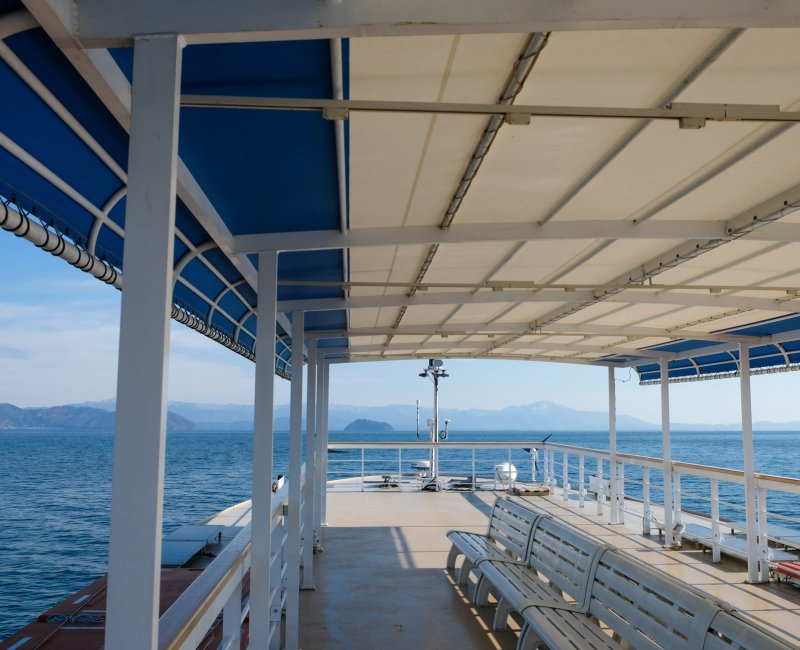 Chikubushima (Lac Biwa, Shiga), Vue sur le lac depuis le bateau de croisière