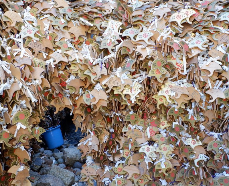 Mikane-jinja (Kyoto), plaquettes de vœux ema ginkgo biloba