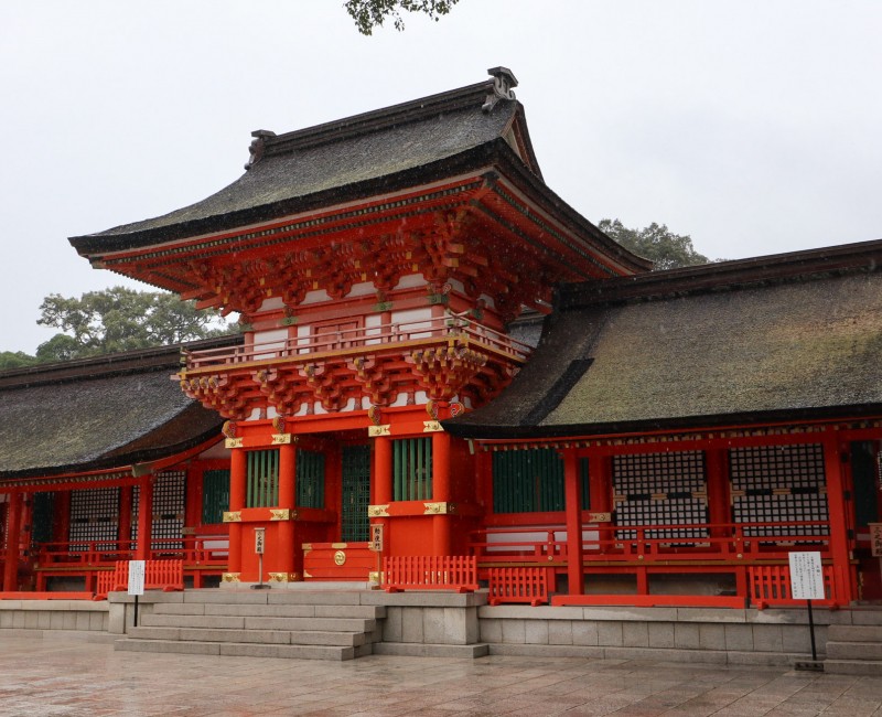 Bâtiment principal dans la zone supérieure d'Usa-jingu Bâtiment principal dans la zone supérieure d'Usa-jingu