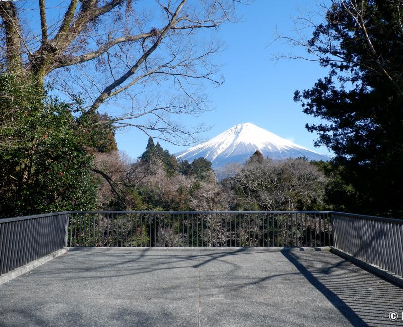 Chutes d'eau de Shiraito, plateforme d'observation en hauteur avec vue sur le Mont Fuji