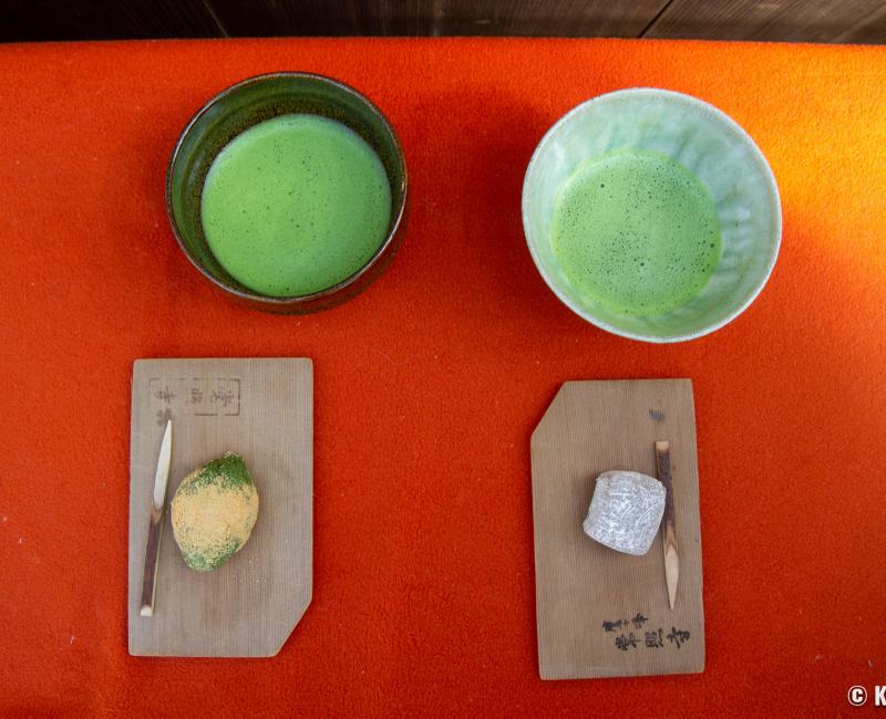 Josho-ji (Kyoto), thé matcha et pâtisseries japonaises wagashi
