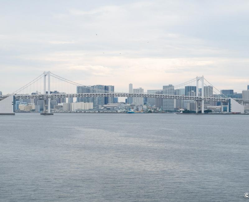 Parc Gururi (Toyosu, Tokyo), vue sur le pont Rainbow Bridge 2 Parc Gururi (Toyosu, Tokyo), vue sur le pont Rainbow Bridge 2