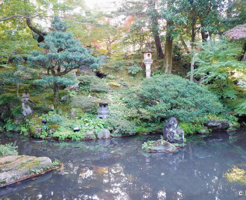 Gyokusen-en (Kanazawa), vue sur le jardin japonais et son plan d'eau Gyokusen-en (Kanazawa), vue sur le jardin japonais et son plan d'eau