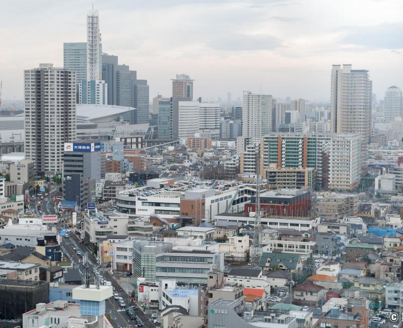 Omiya (Saitama), vue en hauteur sur le quartier urbain Omiya (Saitama), vue en hauteur sur le quartier urbain