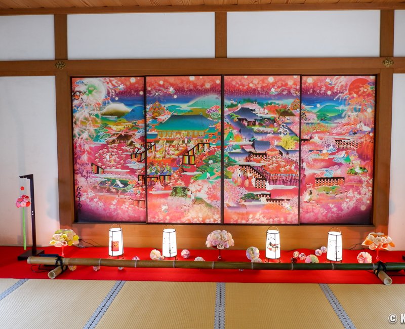 Zuishin-in (Kyoto), œuvre Gokusaishiki Umeiro Komachi ezu sur panneaux de Daruma Shoten Zuishin-in (Kyoto), œuvre Gokusaishiki Umeiro Komachi ezu sur panneaux de Daruma Shoten
