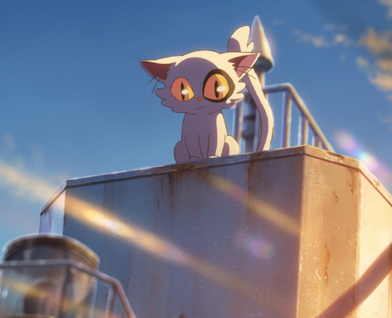 Suzume de Makoto Shinkai, image du chat-esprit Daijin