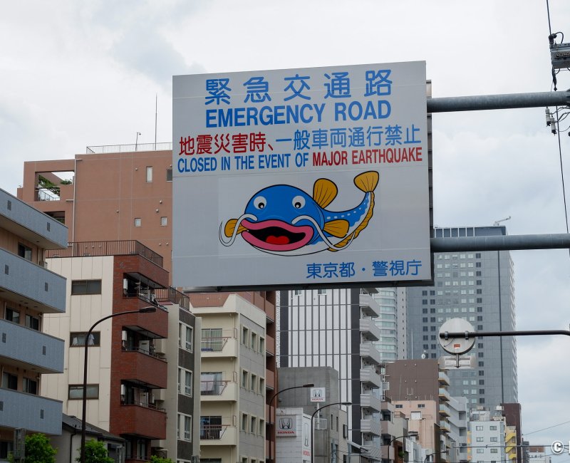 Tokyo, panneau de prévention des risques en cas de séisme Tokyo, panneau de prévention des risques en cas de séisme