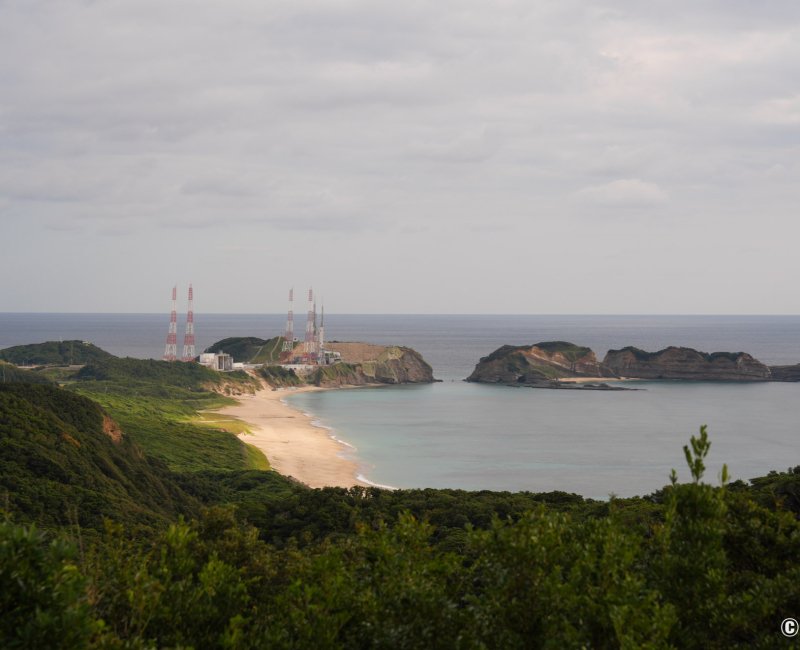 Centre spatial de Tanegashima, vue depuis la plateforme d'observation du pas de tir Yoshinobu