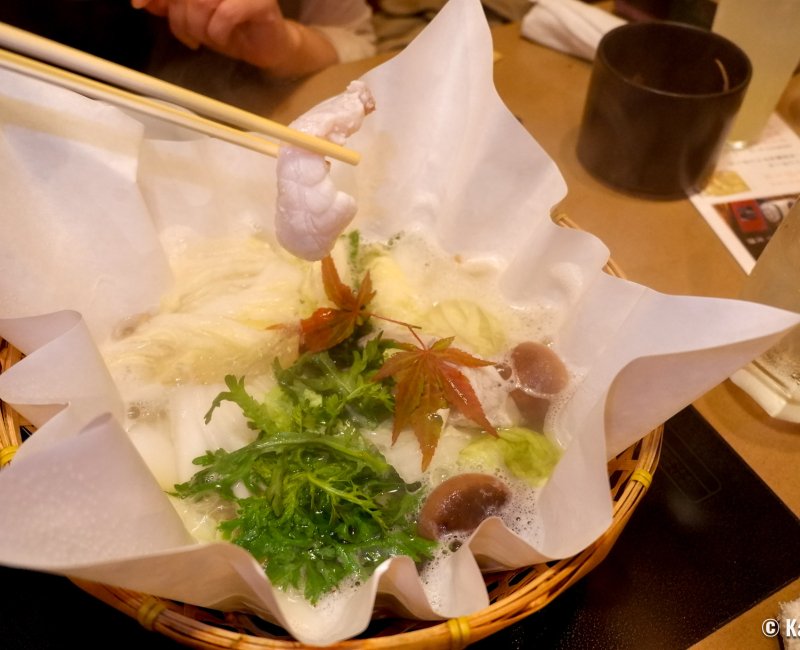 Guenpin Kagurazaka (Tokyo), fondue fugu nabe Guenpin Kagurazaka (Tokyo), fondue fugu nabe
