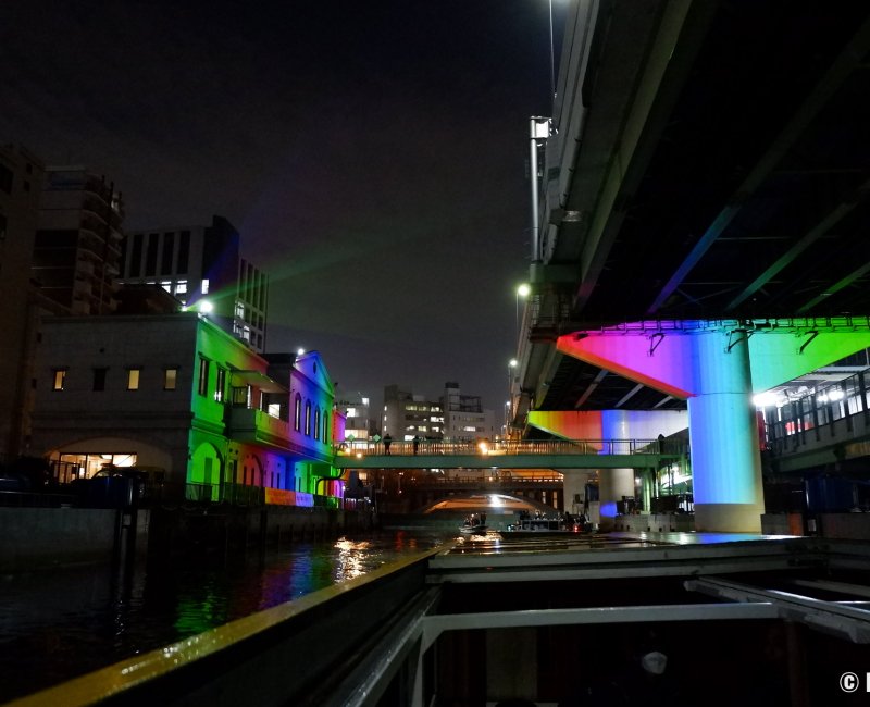 Osaka River Fantasy, projections de mapping video Waterside Projection Mapping sur le canal Higashi-Yokobori 2