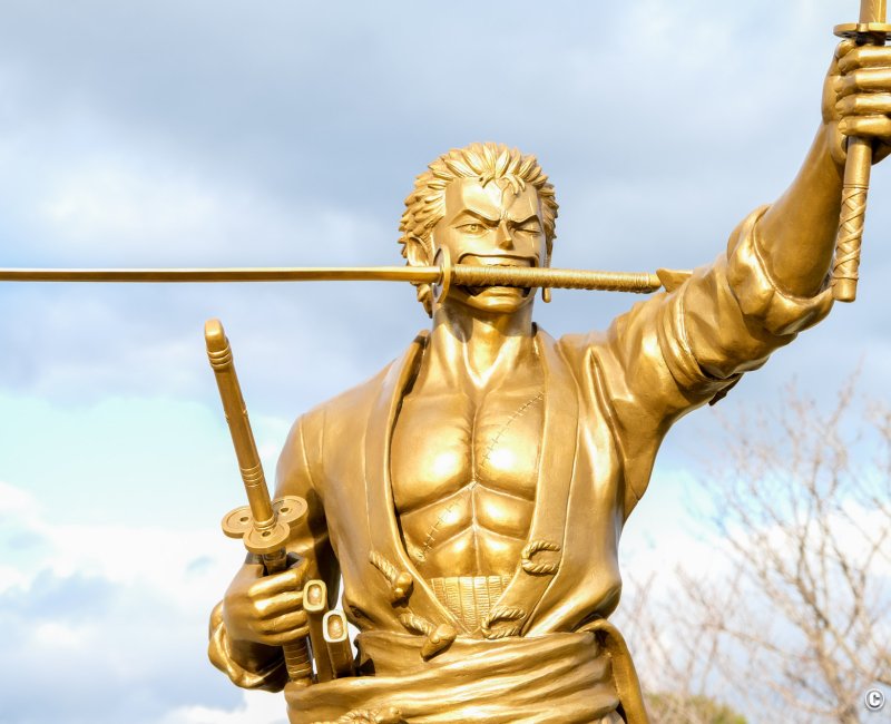 Pèlerinage One Piece à Kumamoto (Kyushu), statue de Zoro à Ozu 2