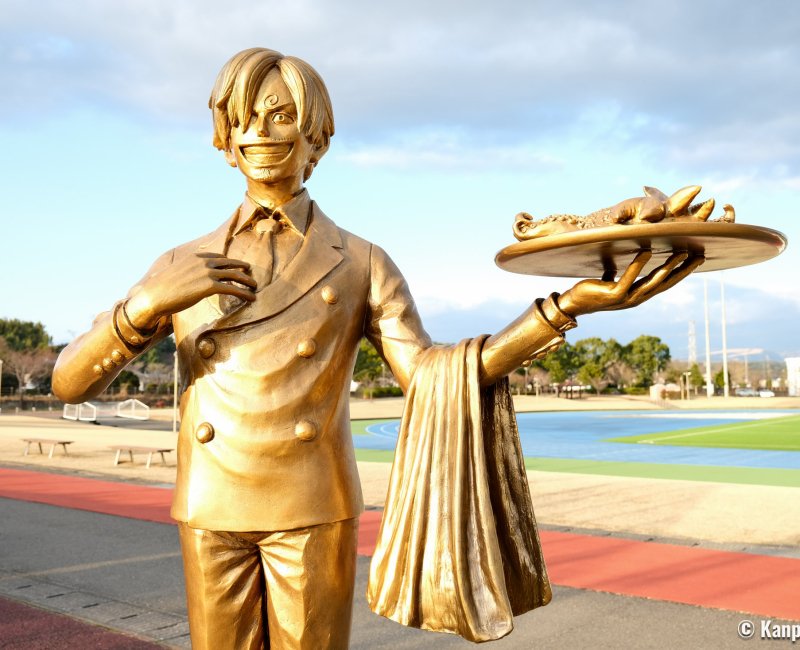 Pèlerinage One Piece à Kumamoto (Kyushu), statue de Sanji à Mashiki 2