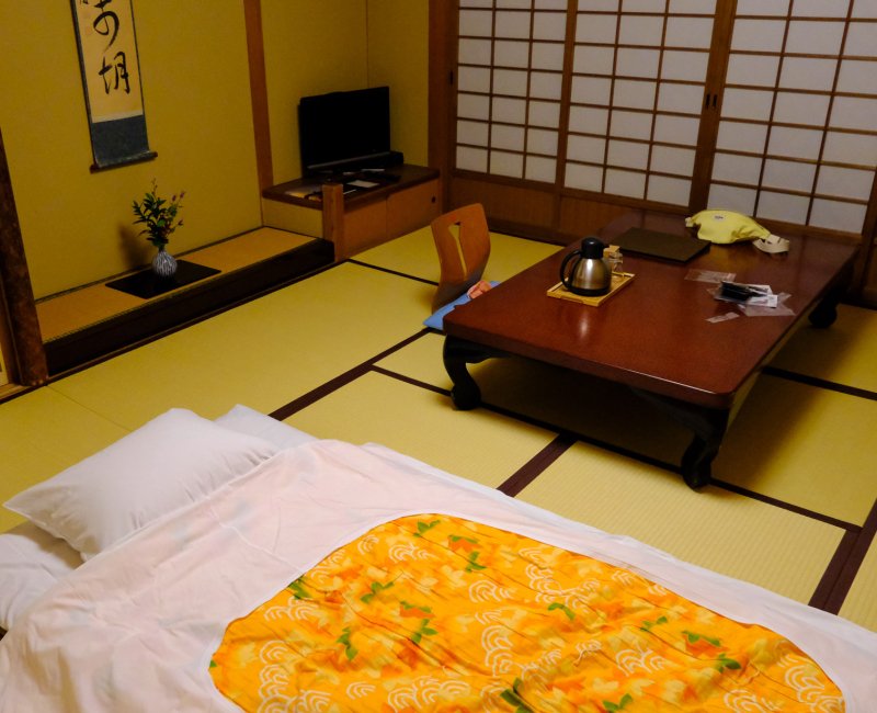 Iwaso (Miyajima), Futon déployé pour la nuit dans une chambre Standard