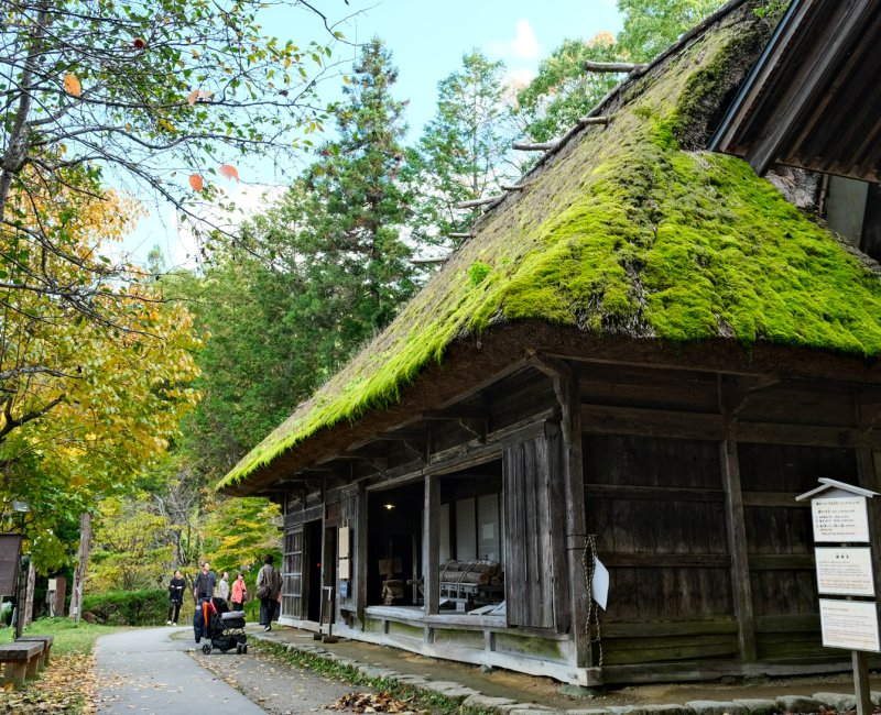 Hida no Sato (Takayama), Vue sur une maison traditionnelle au toit de chaume Hida no Sato (Takayama), Vue sur une maison traditionnelle au toit de chaume