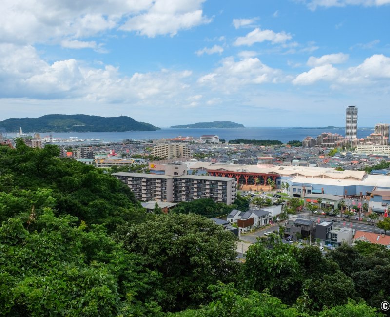 Fukuoka (Kyushu), panorama sur la baie de Hakata depuis Washio Atago-jinja