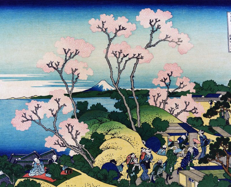 Estampe Le mont Fuji vu du Goten-yama à Shinagawa sur la route du Tokaido (Tokaido Shinagawa Goten-yama no Fuji), Hokusai Katsushika