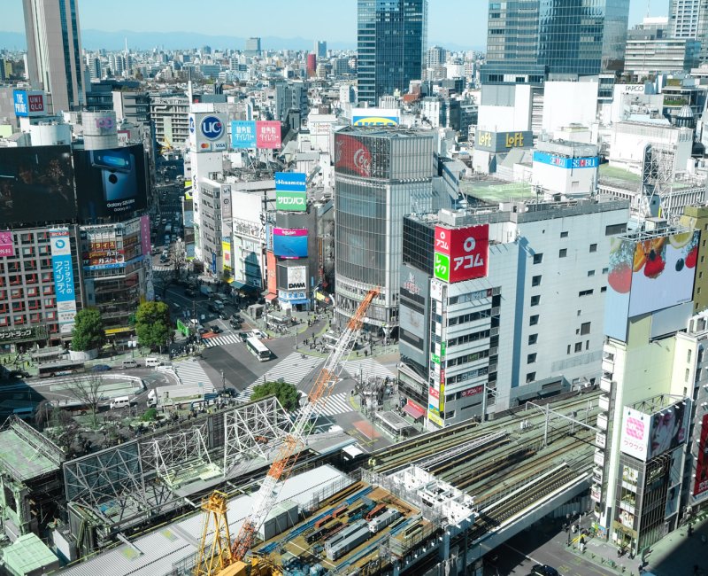 Shibuya (Tokyo), vue sur le carrefour depuis le gratte-ciel Scramble Square