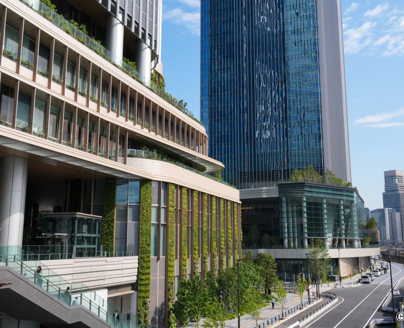Takanawa Gateway City (Tokyo), Base des tours jumelles de The Linkpillar 1 Takanawa Gateway City (Tokyo), Base des tours jumelles de The Linkpillar 1