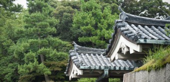 Château de Nijo (Kyoto), Détail de la toiture d'une porte