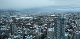 JR Tower T38 à Sapporo, Vue sur la ville et la baie d'Ishikari au loin en hiver