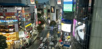 Vue sur le carrefour de Shibuya depuis l'observatoire de Shibuya Magnet 4