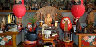 Horin-ji (temple Daruma-dera à Kyoto), autel avec Bodhidharma dans le pavillon Shuseido