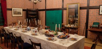 Dejima (Nagasaki), salle de réception dans la résidence du facteur en chef (capitaine néerlandais)