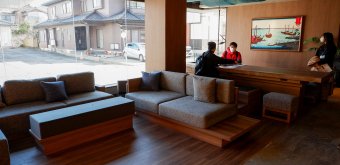 Auberge Homachi Mikuni Minato (Fukui), hall de réception de l'hôtel