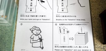 Nezu-jinja (Tokyo), indications sur l'usage des poupées en papier Hitogata