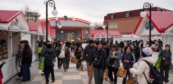 PokéPark Kanto (Tokyo), Vue sur une allée du marché des dresseurs à Bourg-les-Joncs