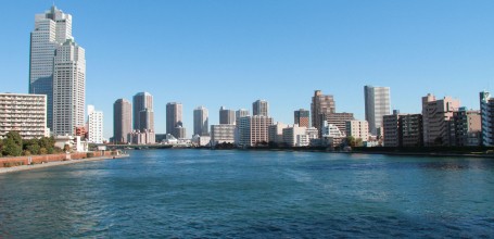 Croisière Himiko (Tokyo), vue de jour sur Tokyo depuis la rivière Sumida