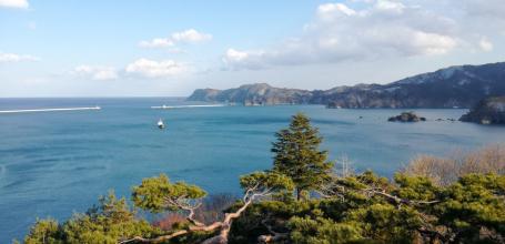 Kamaishi (Iwate), vue sur la côte Sanriku Kaigan et l'océan Pacifique