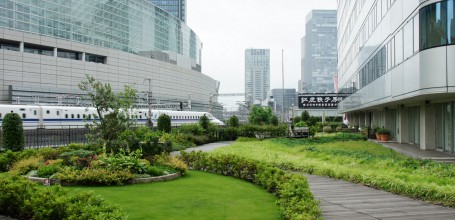Kotsu Kaikan Coline (Tokyo), Vue sur la terrasse arborée