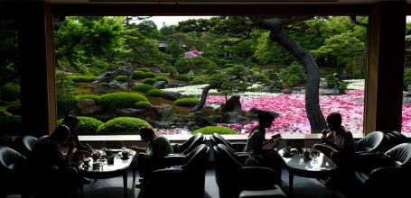 Jardin Yushi-en vu du restaurant