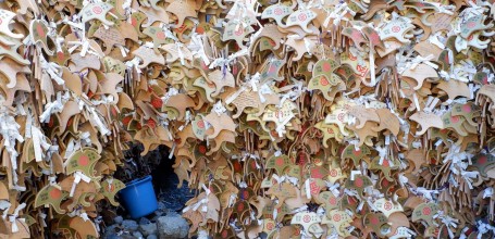 Plaquettes de vœux ema gingko biloba au Mikane-jinja