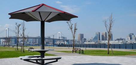 Parc de Toyosu-Gururi et vue sur Rainbow Bridge