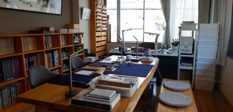 Boutique de hanko Hanno Ozawa (Fuji City), atelier de fabrication de tampon 2