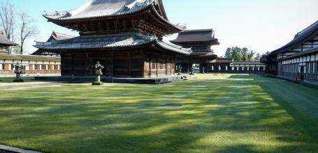 Zuiryu-ji (Takaoka), pavillons du temple entourés de gazon